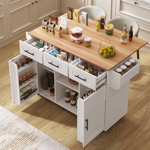 credenze mobili Huayz 91,5 cm pieghevole legno massello, Isola della cucina con piano di lavoro pieghevole