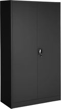 armadio tectake 90 cm nero, Asta Appendiabiti, Armadio Multiuso in Acciaio Verniciato, Mobile con Ante Rinforzate