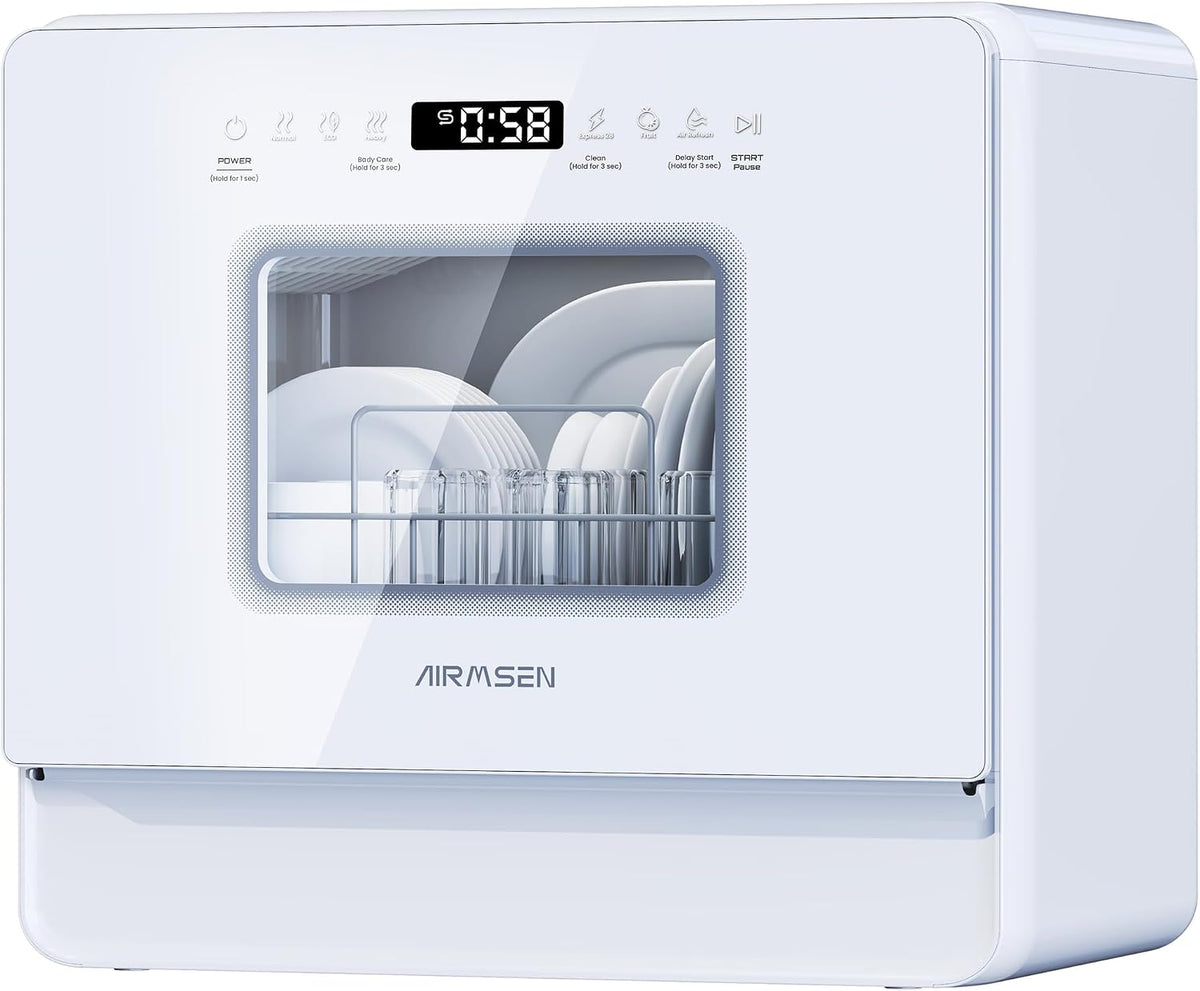 AIRMSEN lavastoviglie 5L LED, Lavastoviglie Compatta per Cucine Appartamenti e Dormitori