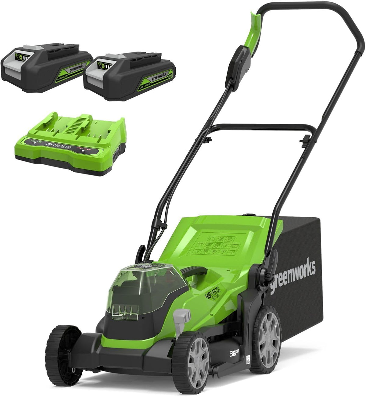 tagliaerba Greenworks G24X2LM36K2X 36cm 40L, Ampiezza di Taglio 36cm, Garanzia 3 Anni