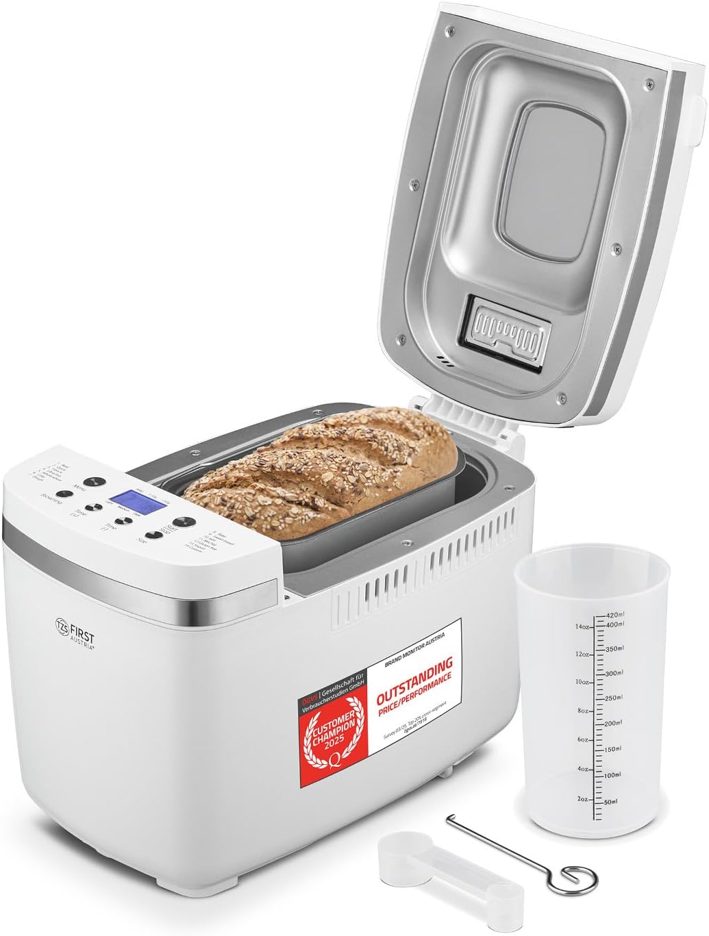 TZS First Austria macchine del pane 850W 900g 1350g regolabile, Timer & Funzione mantenimento calore