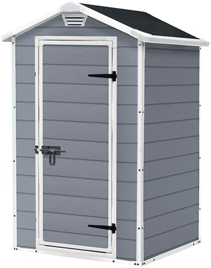 Keter capanni 128X94X196, Keter Casetta Manor 4X3 Grigia In Resina Cm 128X94X196 H