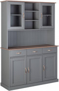 Dmora credenze e buffet 131x45x191 cm, Dmora Credenza a 3 ante chiuse 2 vetrine e 3 cassetti