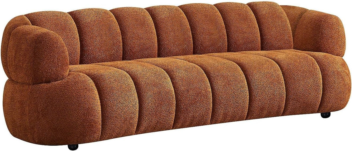 Vente-unique divano poliestere terracotta, Effetto trapuntato, Venduto senza cuscino decorativo