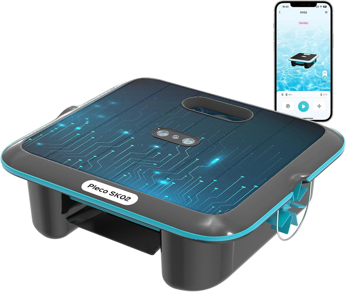 pulitori automatici Generic, (Upgrade 2026) Pleco SK02 Skimmer Solare Robot per Piscina, Doppia Ricarica