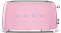 tostapane Smeg TSF02PKEU 36mm 1500W rosa, 6 Livelli di Doratura, Funzione Riscaldamento, Scongelamento e Bagel