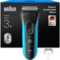 rasoi a lamina Braun, Braun Serie 3 Rasoio Elettrico Barba Proskin, 3040s Nero e Blu Notte