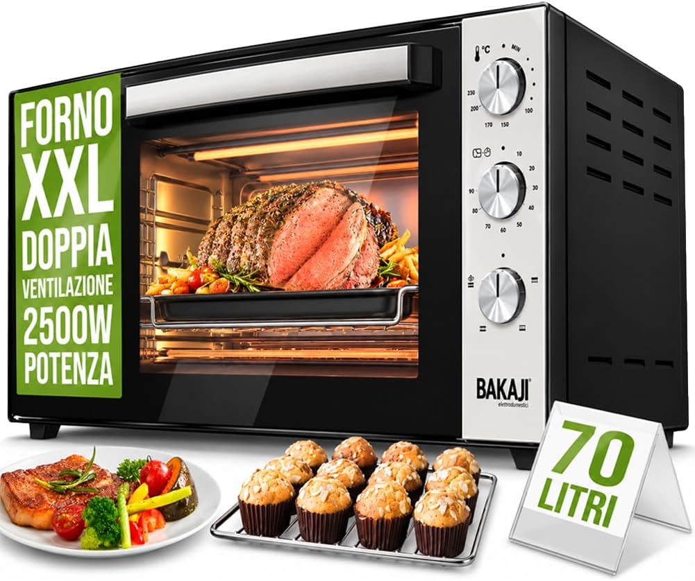 forno BAKAJI 2500W 70 litri Ventilato Regolabile