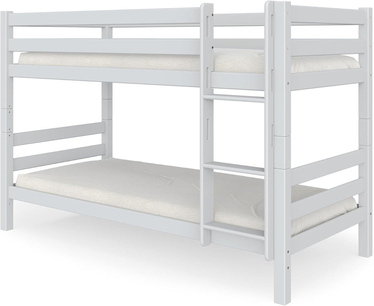 letto fornera bianco, f25 - Letto a castello in legno massiccio di faggio, rete a doghe, letto a castello con doppio telaio