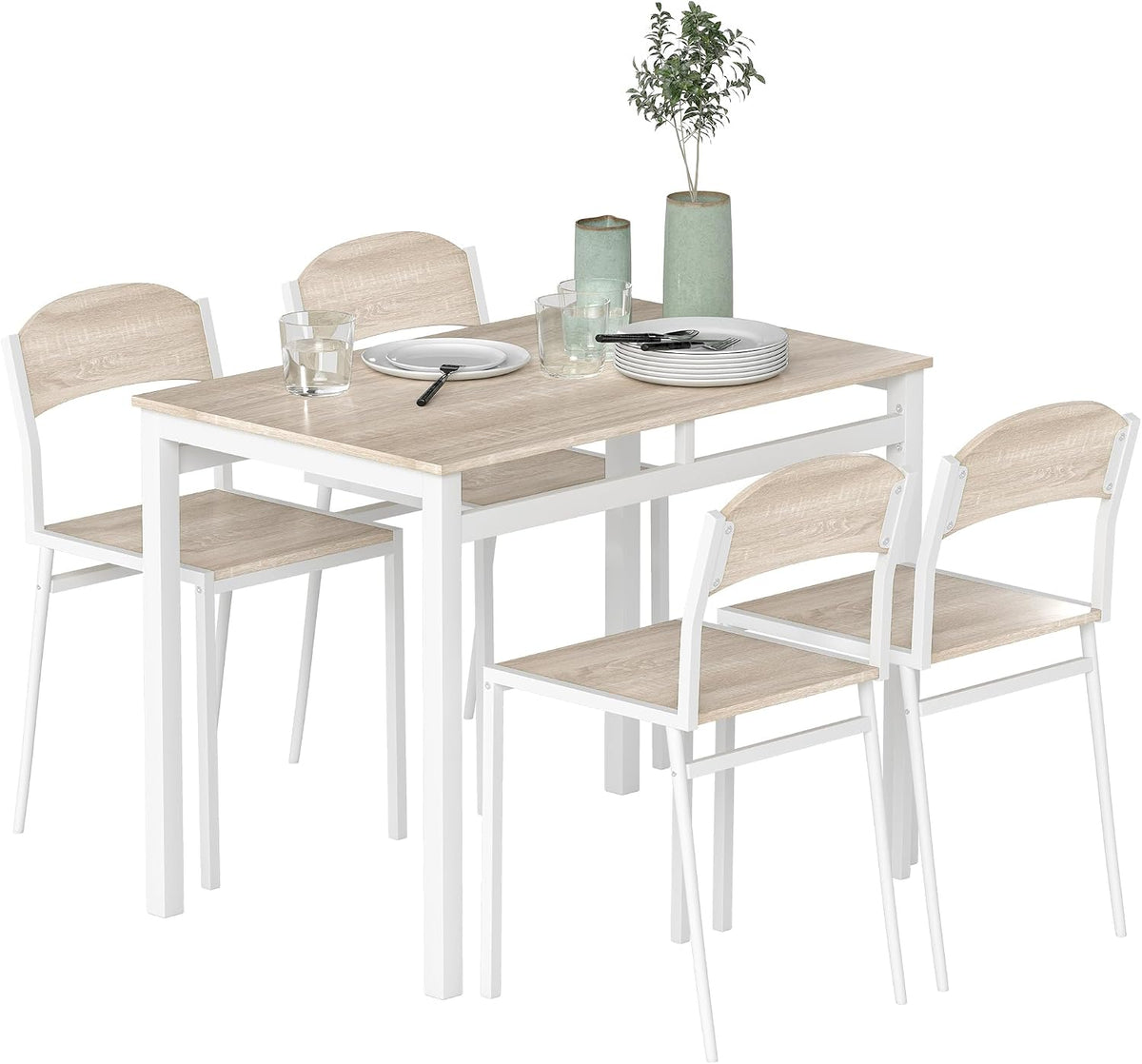 tavolo HOMCOM Metallo, Grigio e Bianco