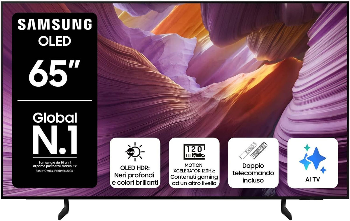 Samsung smart tv QE65S85FAEXZT 65' OLED 4K, NQ4 AI Gen2 Processor, Dolby Atmos & OTS Lite, Contour Design