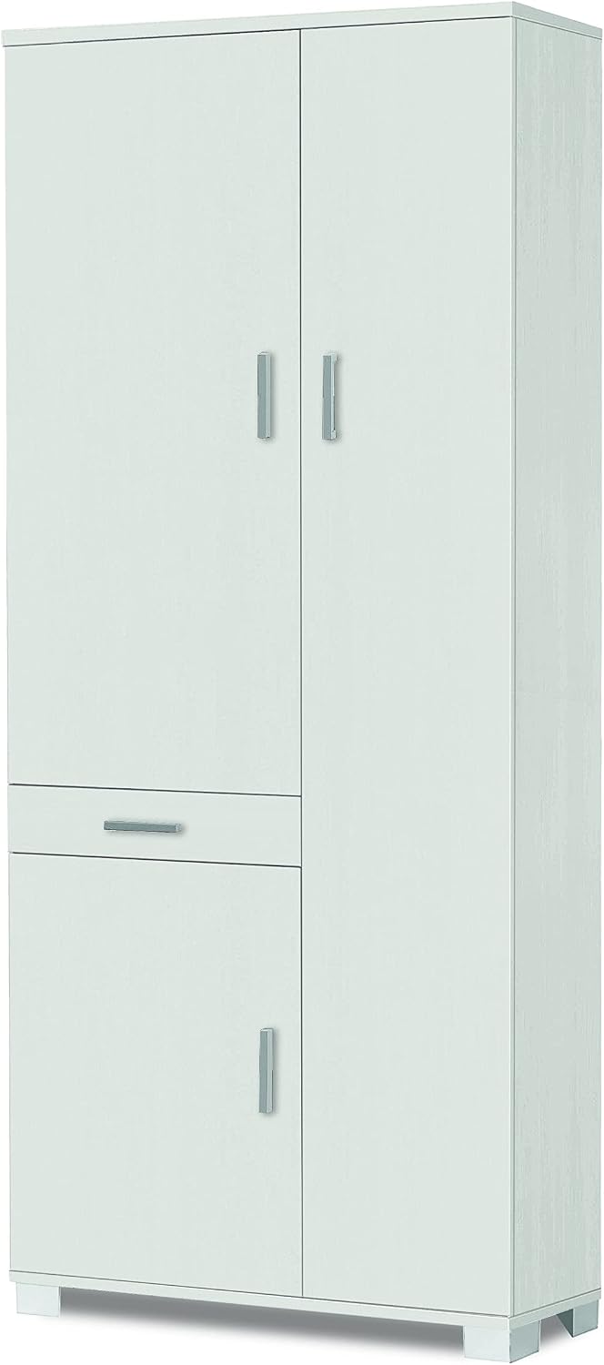 Sarmog armadio bianco, Sarmog Mobile Tre Ante Un Cassetto, Armadio camera da letto, Armadio Bianco Fiammante A623Bfbfk L77H180P34Cm