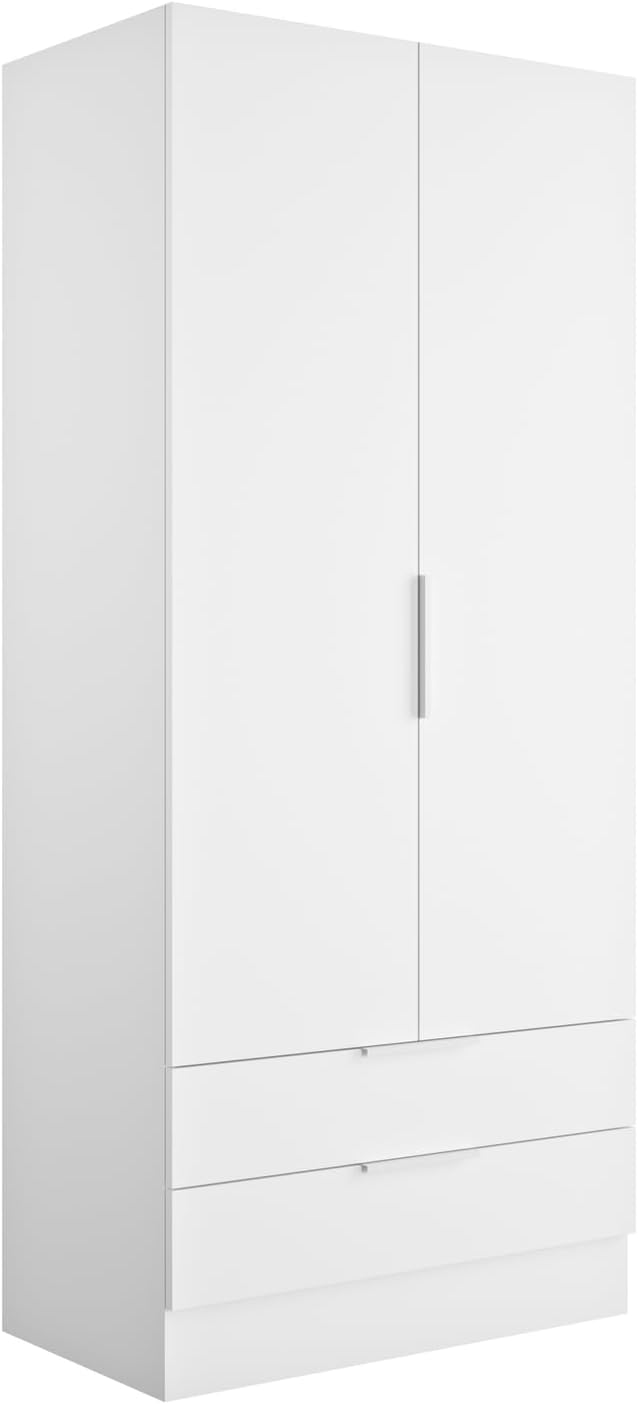 armadio Composad 3 cm bianco, per Camera da letto, (LxAxP) 81,9x184,4x46,3 cm, Made in Italy