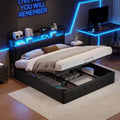 letto Zorvani 140x190 cm LED, Letto imbottito 140x190 cm con Contenitore idraulico, testiera con vano portaoggetti