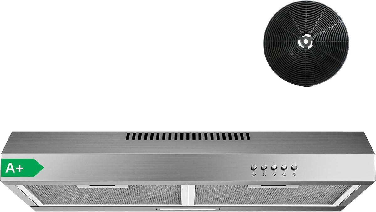 cappe a muro FIREGAS 60 cm da incasso LED acciaio inox, ricircolo e scarico dell'aria, 3 livelli di potenza