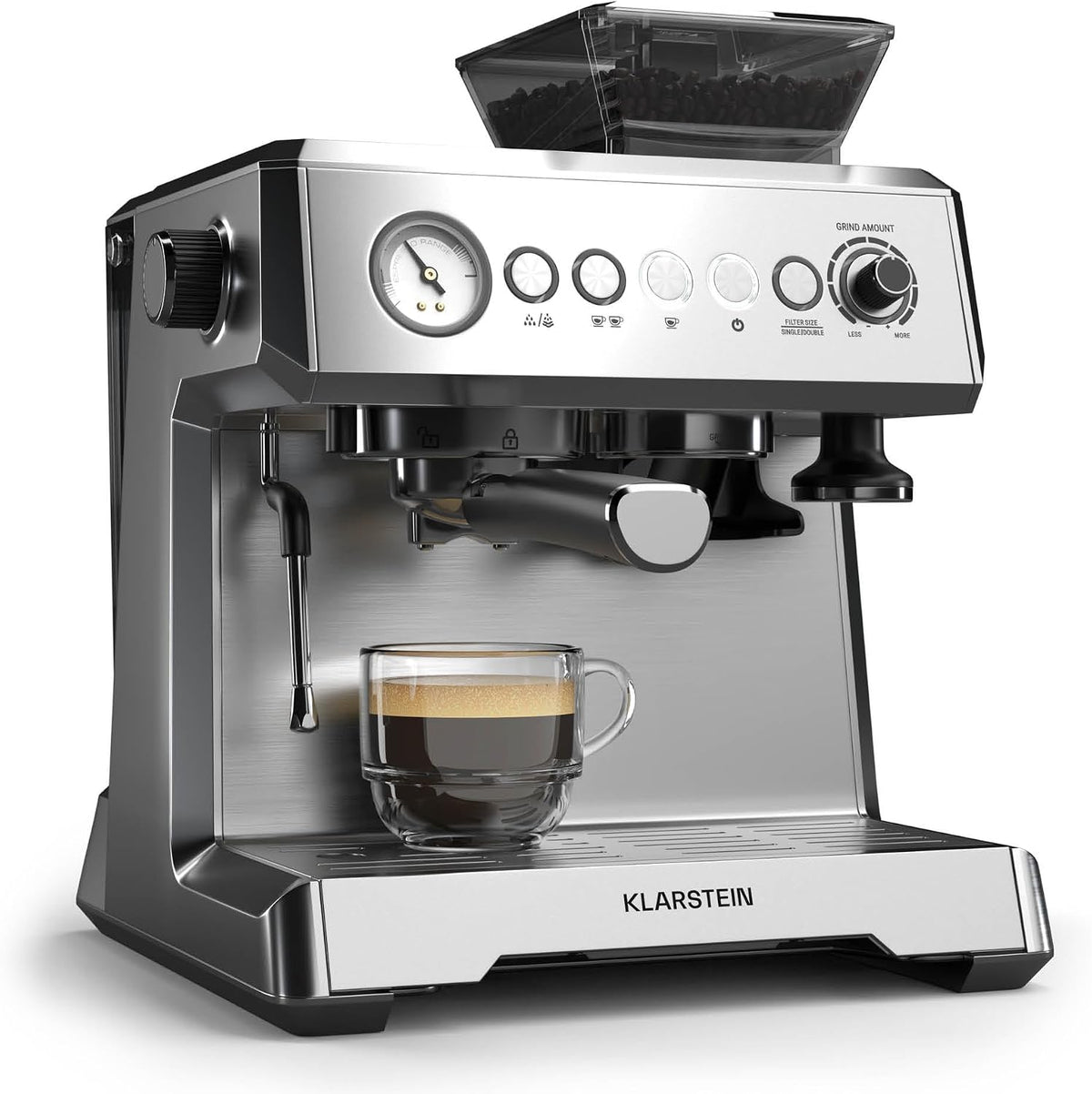 KLARSTEIN macchine da caffè superautomatiche 1350W 2,3L, Klarstein GrandPresso - Macchina per Caffè Espresso
