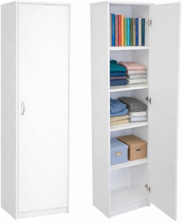 BDW armadio 40 cm 185 cm 35 cm bianco, BDW – Armadio con 5 ripiani – Mobile contenitore 40 cm L