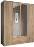 Stella Trading armadio 160 x 196 x 54 cm rovere, Elegante armadio a 4 ante molto capiente, versatile con ante a battente