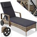 lettini tectake Alluminio con Ruote, tectake® Lettino prendisole Cassis in Alluminio e Rattan, Design Molto Elegante