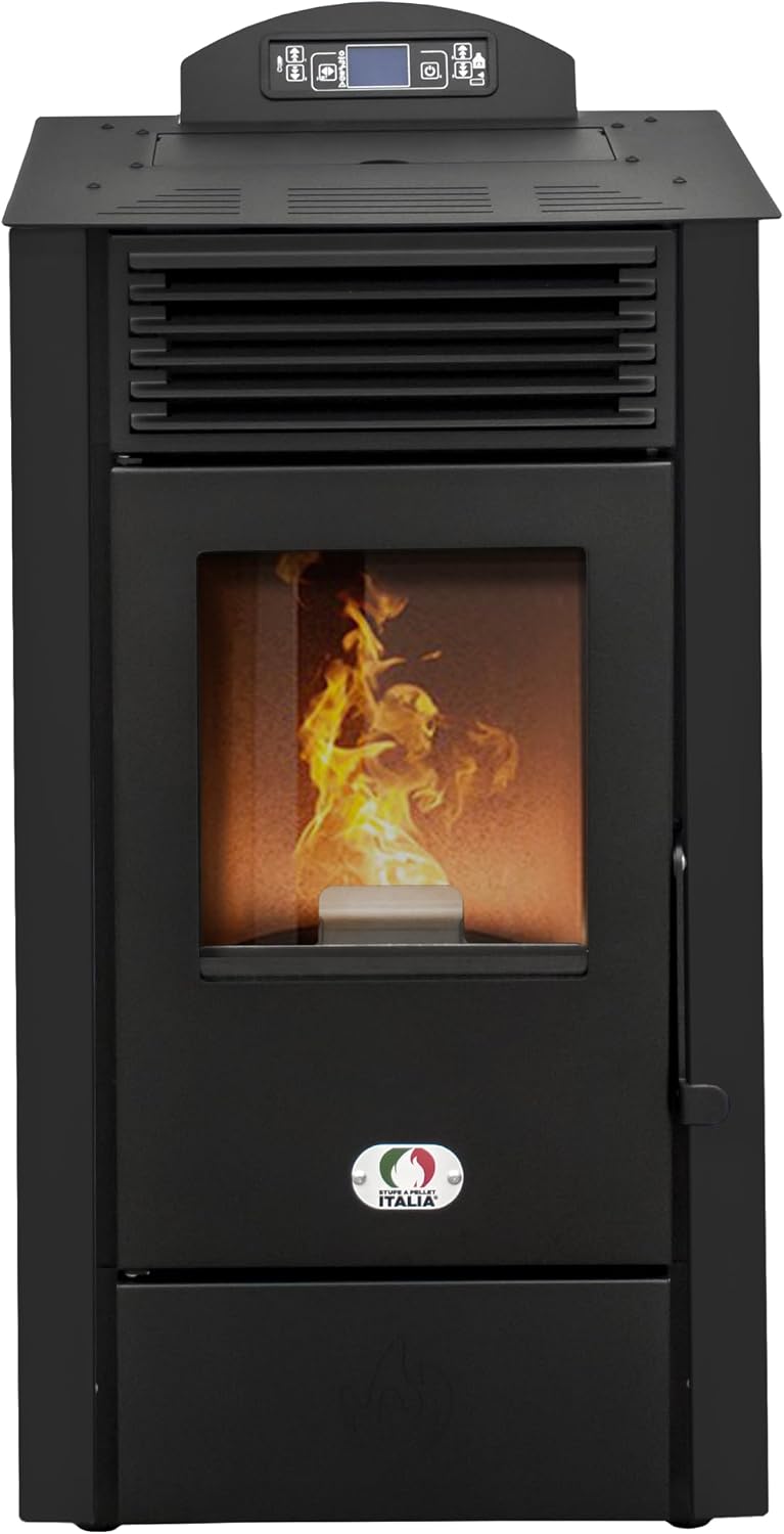 impianti di riscaldamento a pellet STUFE A PELLET ITALIA 9 KW 80m² 5 Velocità nero