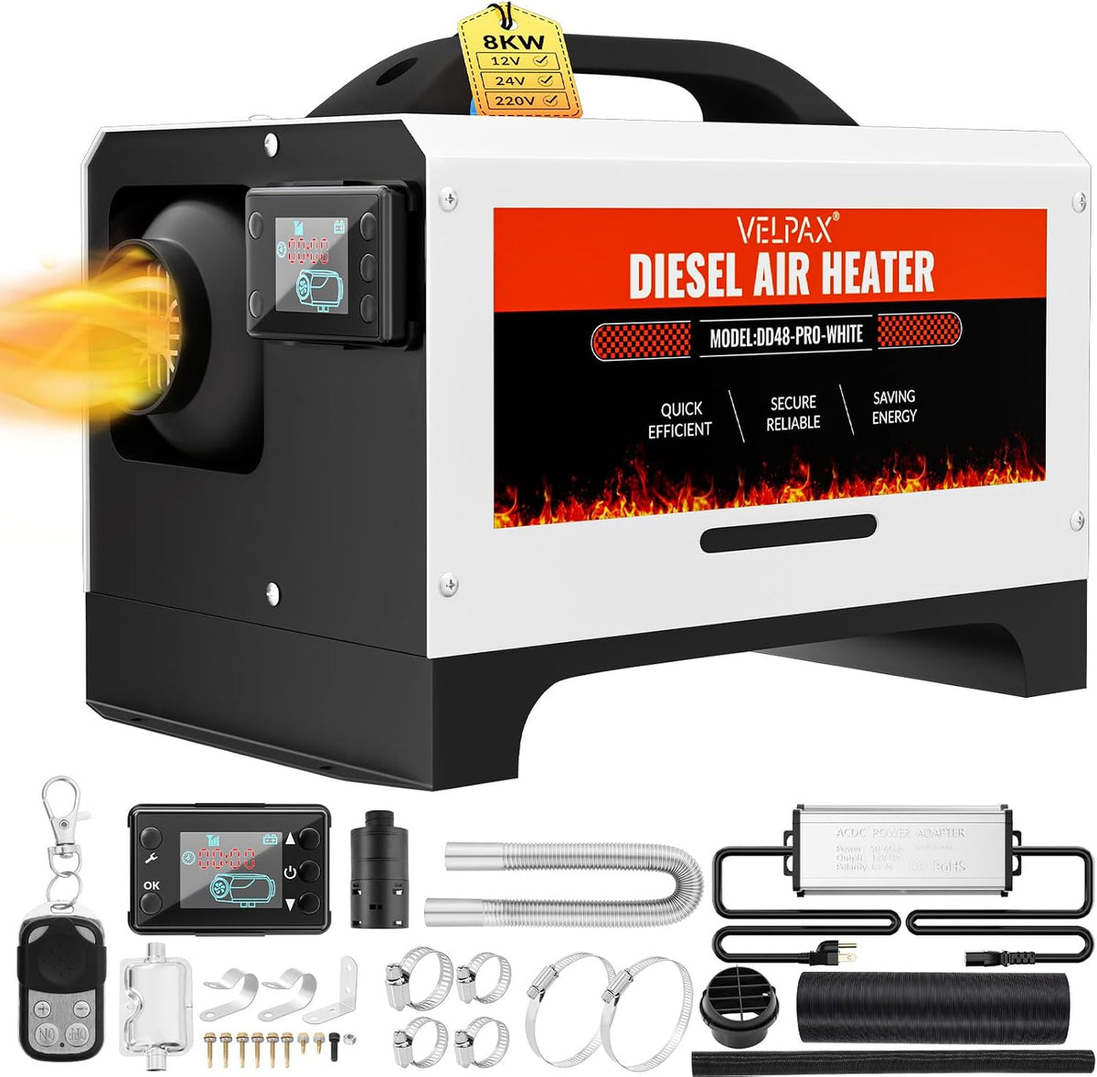 riscaldamento VELPAX 8KW, LCD e Telecomando Riscaldamento rapido per Camper