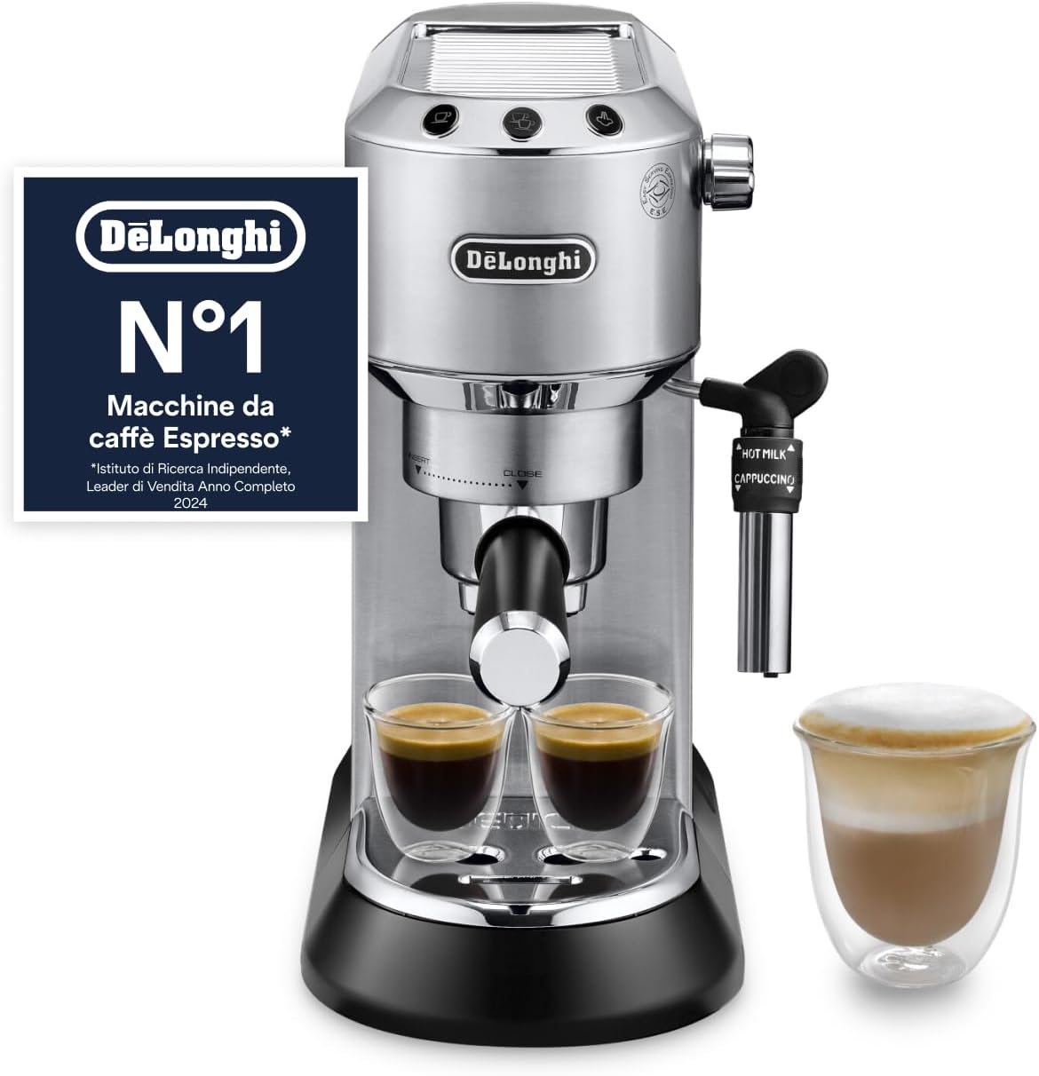 De'Longhi macchina da caffè EC685 15 cm argento, Compatibile con Cialde ESE, Montalatte Manuale per Cappuccino
