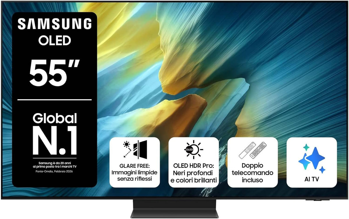 Samsung smart tv QE55S95FATXZT 55' OLED 4K, NQ4 AI Gen4 Processor, Dolby Atmos & OTS+, Infinity One Design