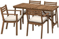 Protuning tavolo 143x75 cm, ProTuning ASKHOLMEN Tavolo+4 sedie con braccioli, marrone scuro/Frösön/Duvholmen beige