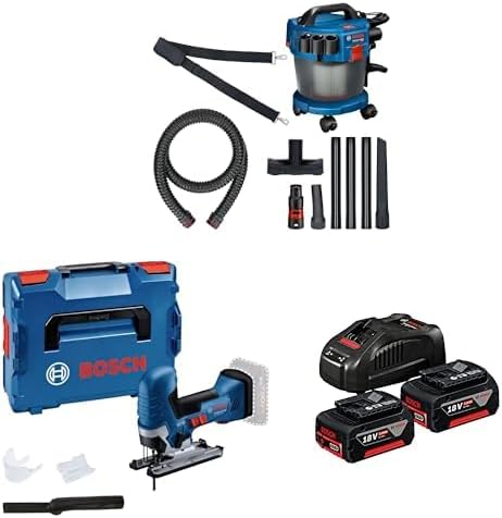 Bosch Professional aspirapolvere 18V-125 10 L, Gas, 2 batterie GBA 18V 5,0 Ah + caricabatterie rapido