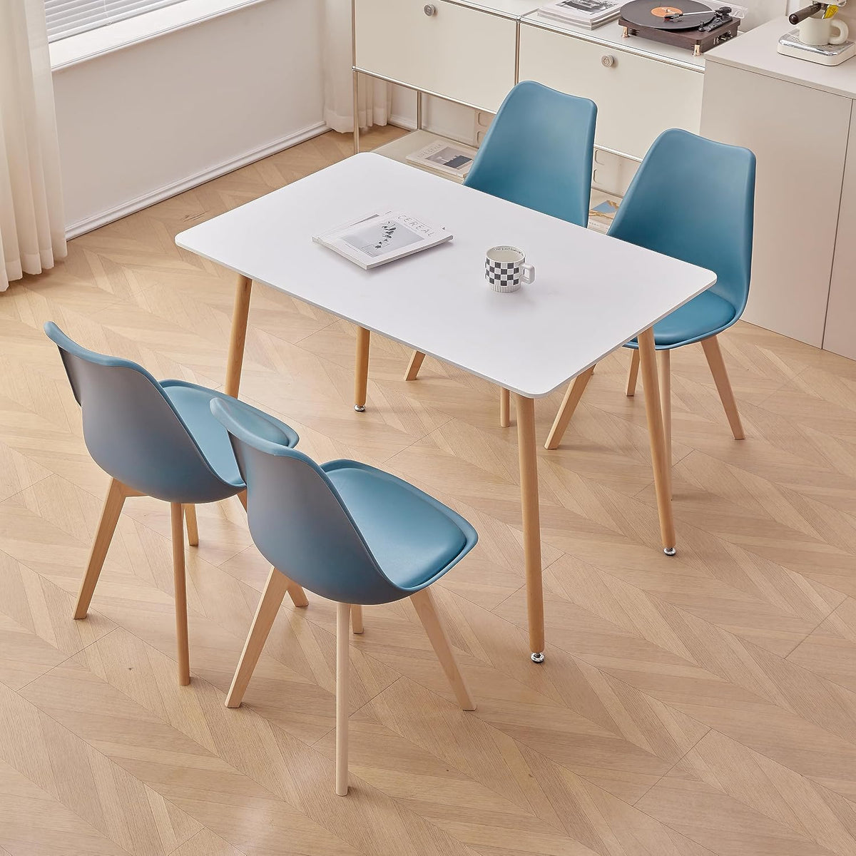 tavolo HJhomeheart bianco, Set da Pranzo con Tavolo e Sedie, per Sala da Pranzo