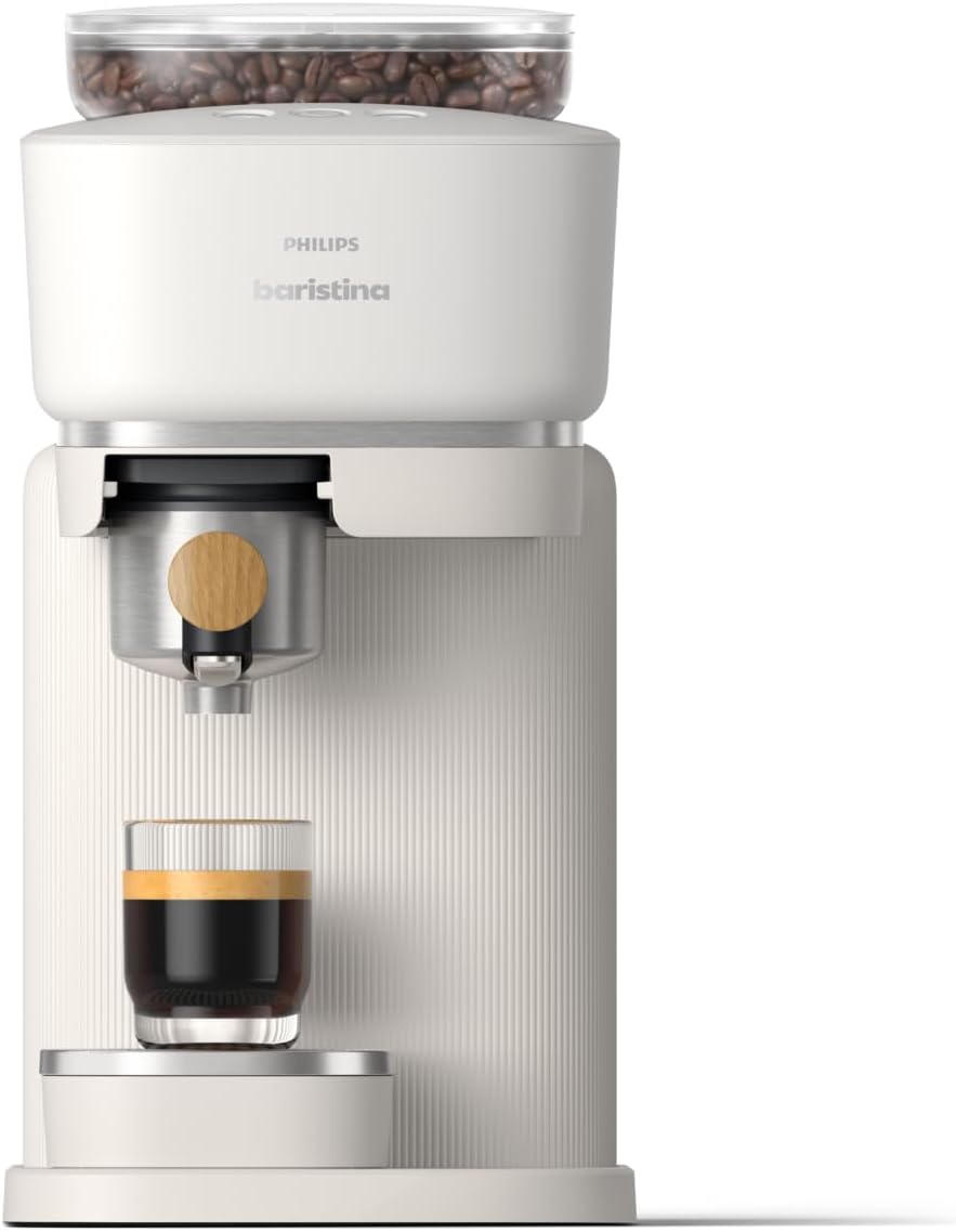 PHILIPS macchina da caffè bianco, PHILIPS Baristina - Macchina per caffè espresso reale, pressione pompa a 16 bar
