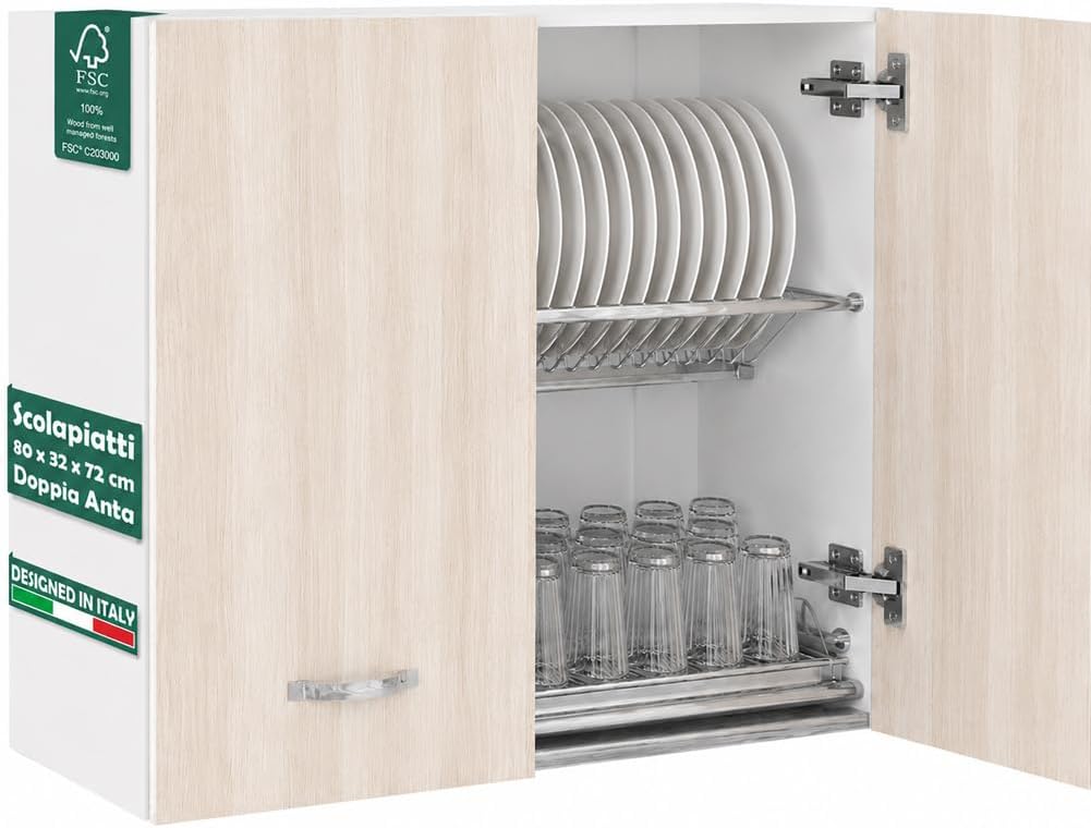 armadio Shally Dogan, Mobile a Parete in Legno Resistente, Armadio Sospeso con Due Ante e Due Ripiani