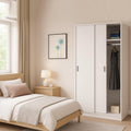 armadio Dmora bianco, Dmora - Guardaroba 2 ante Lansing, Armadio per camera da letto, Mobile con ripiano e barra appendiabiti