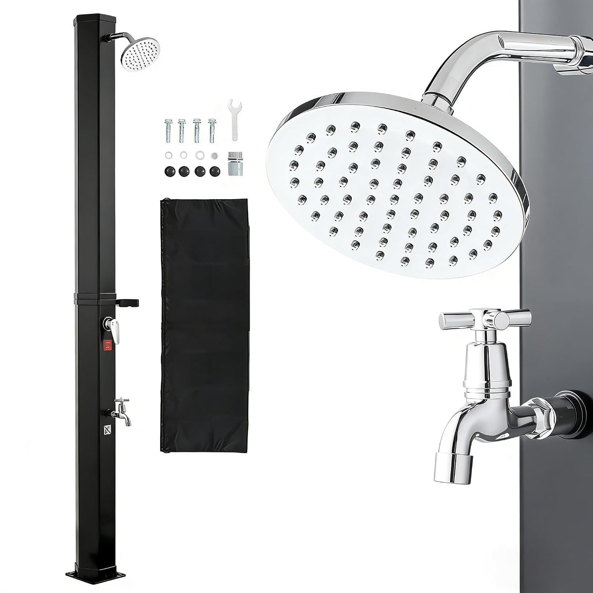 docce da giardino VEVOR 40 L 205 cm Regolabile, Regolazione Acqua Calda e Fredda, Uso in Piscina Campeggio
