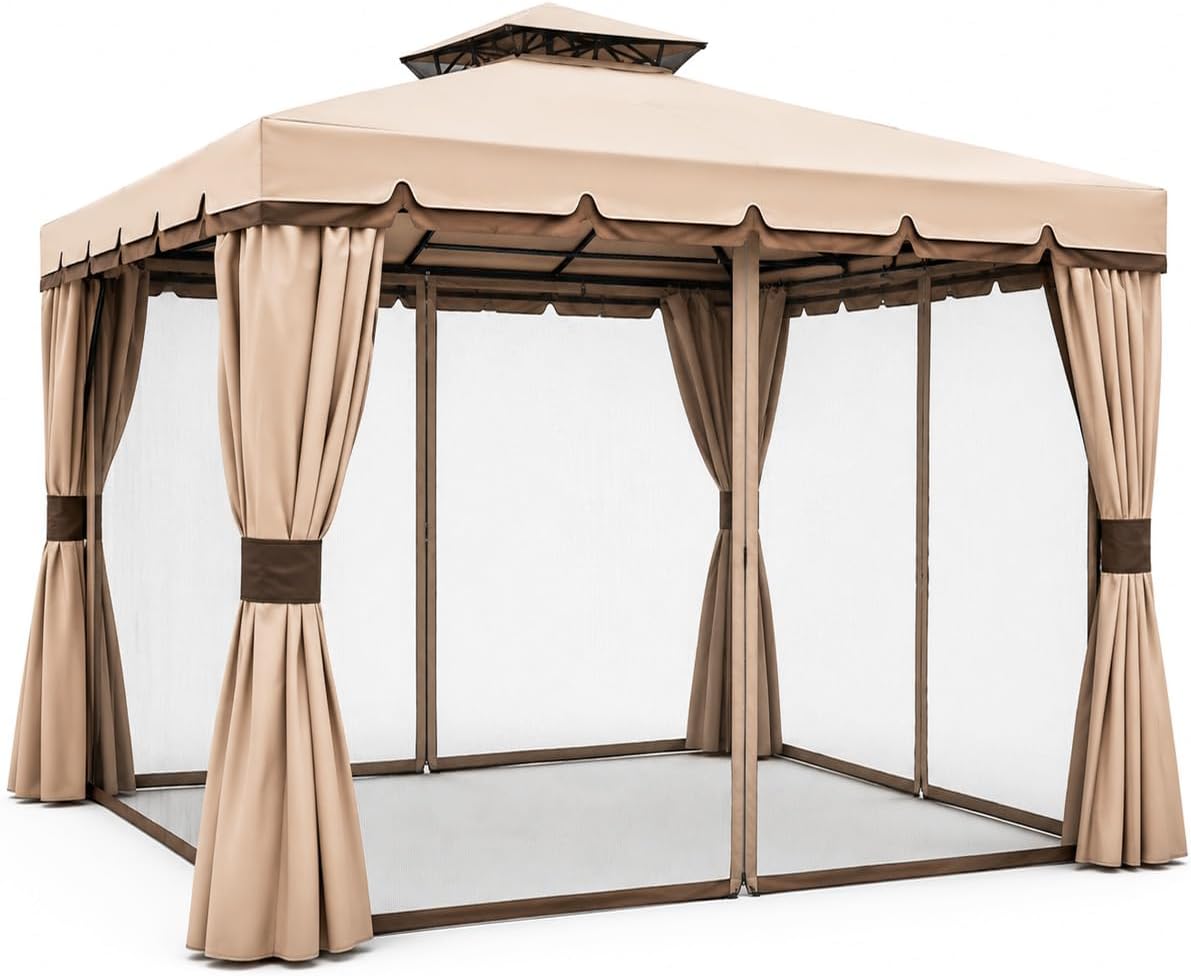 gazebo BAKAJI Alluminio, completo di 4 Zanzariere e 4 Teli Laterali (3 X 3 MT)