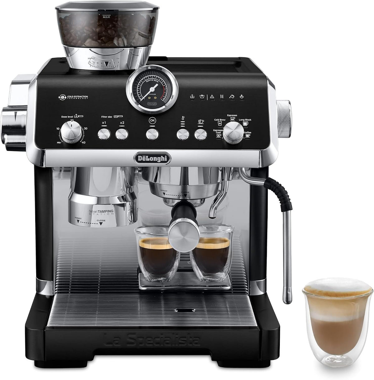macchine combinate caffè e espresso De'Longhi EC9555 1550 W nero, montalatte professionale, tecnologia di macinazione a sensore