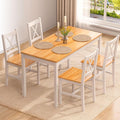 tavolo da pranzo SogesPower naturale/bianco, SogesPower Set da Pranzo per 4 Persone, Tavolo da Cucina in Legno