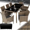 tavolo tectake grigio, tectake® Set di Mobili Giardino, Cuscini Morbidi, Terrazza Esterni, Coperchio di Protezione