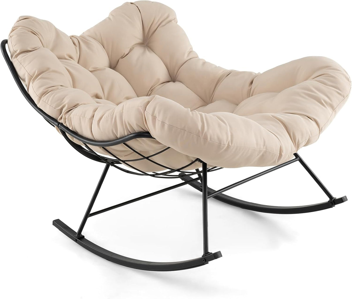 sedia COSTWAY 205 kg beige, Poltrona Relax Ergonomica, Poltrona Sovradimensionato con Cuscino Imbottito