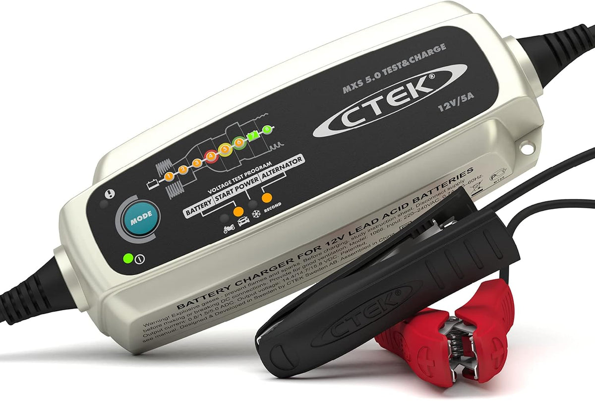 caricabatterie CTEK, CTEK MXS 5.0 TEST & CHARGE Caricabatterie 12V 5A, Mantenitore Di Carica Per Batteria Auto