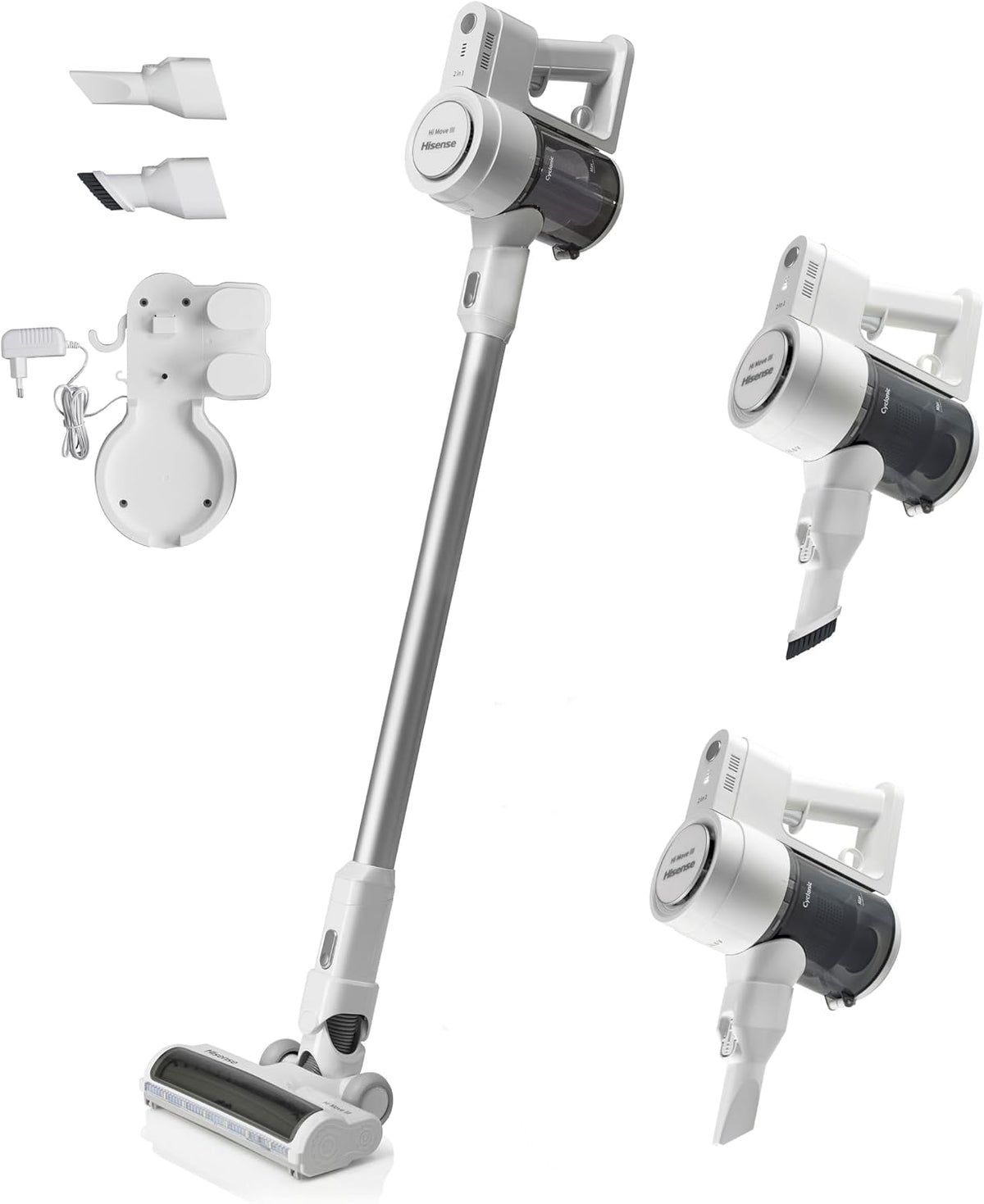 scopa elettrica Hisense HVC6133W 78 db 135W Led, Scopa Elettrica Senza Fili 2in1, Aspirapolvere Senza Sacco