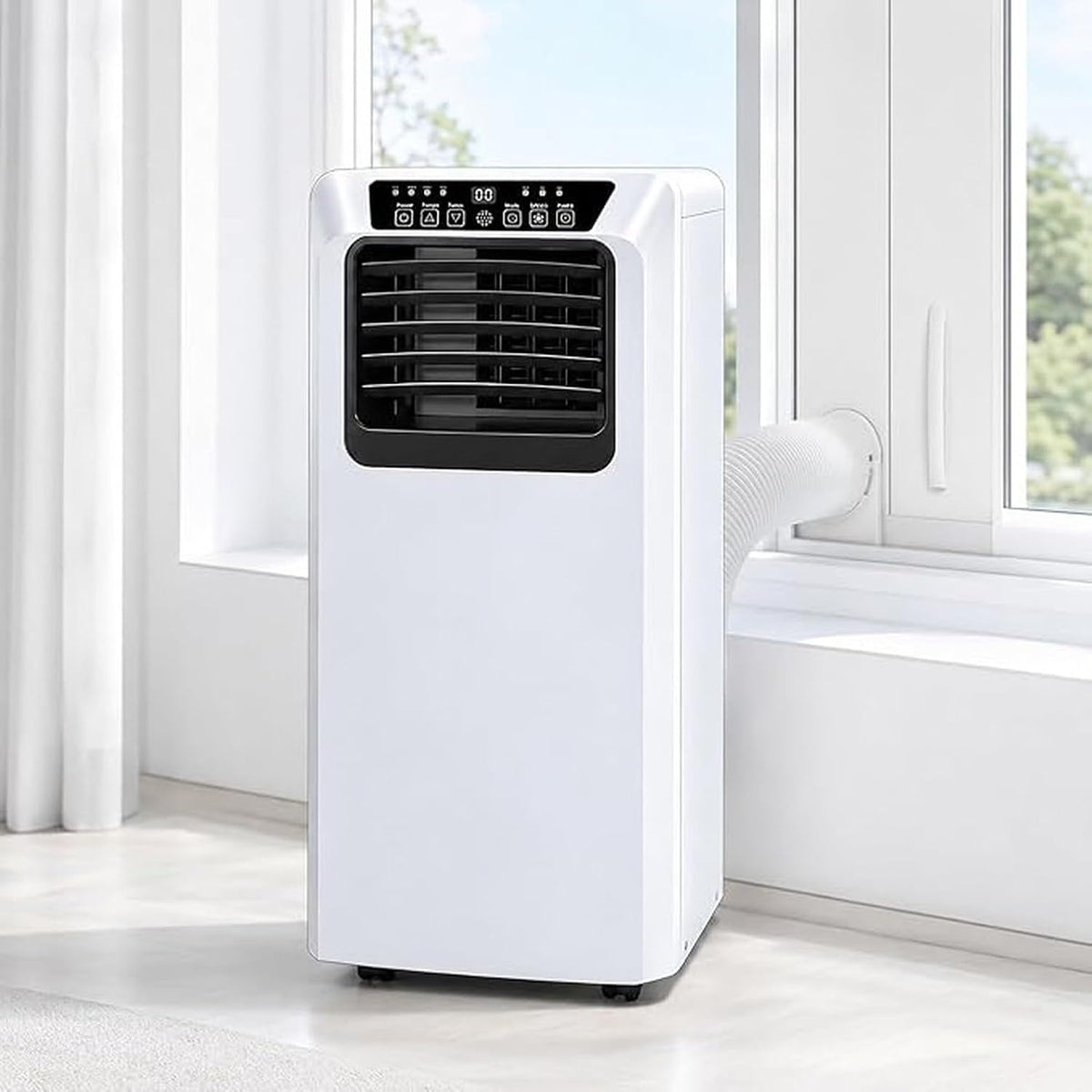 condizionatore HONQGAO 9000 BTU, Condizionatore Portatile 9000 BTU con Tubo di Scarico, Kit Installazione Finestra