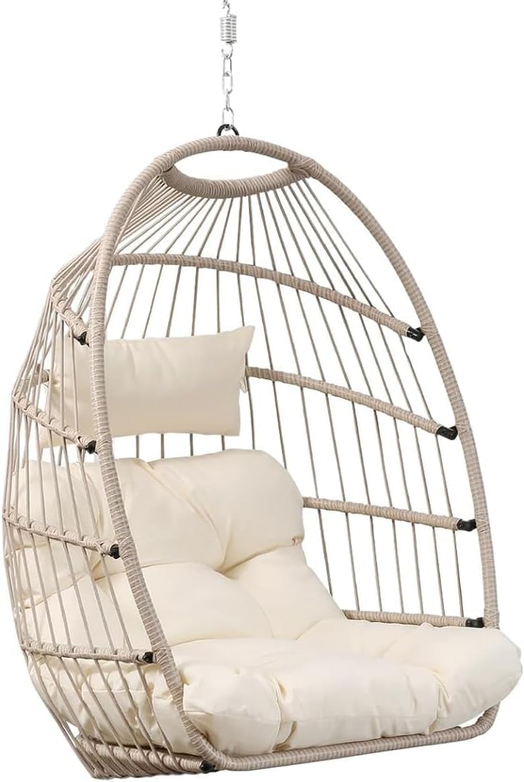sedia Goutime 204 kg Pieghevole, Goutime Sedia a Uovo Sospesa Pieghevole Senza Supporto