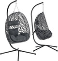 poltrona WOLTU 102x100x196 cm Metallo Regolabile grigio, Sedia Sospesa con Supporto in Metallo, Cuscino e Poggiatesta