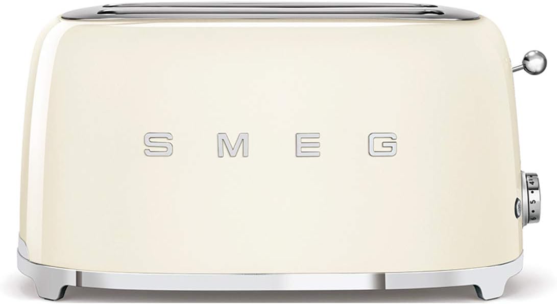 tostapane Smeg TSF02CREU 1500W, 2 Scomparti per 4 fette, 6 Livelli di Doratura, Funzione Riscaldamento