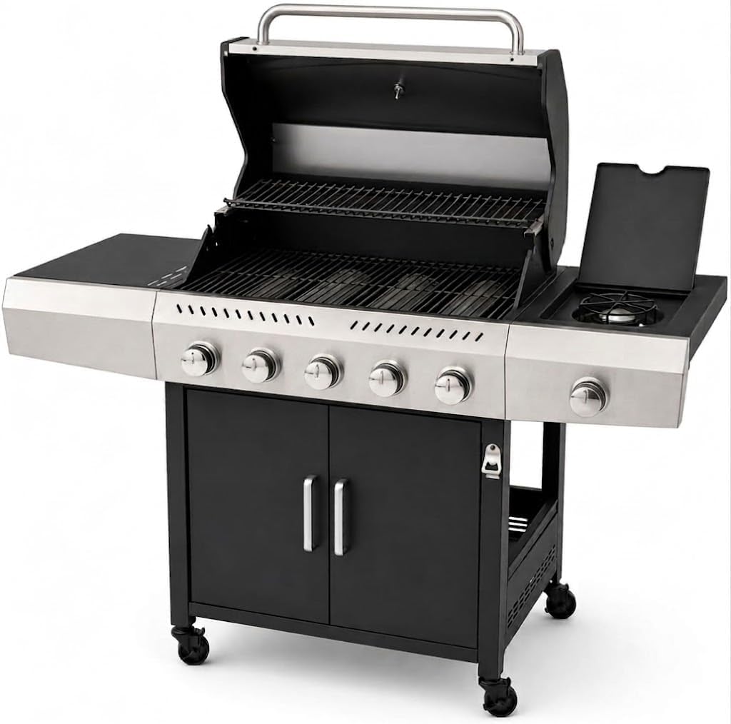EGLEMTEK barbecue 19 kW 70 x 42 Cm 140 × 50 × 120 Cm a Gas Acciaio Inox nero