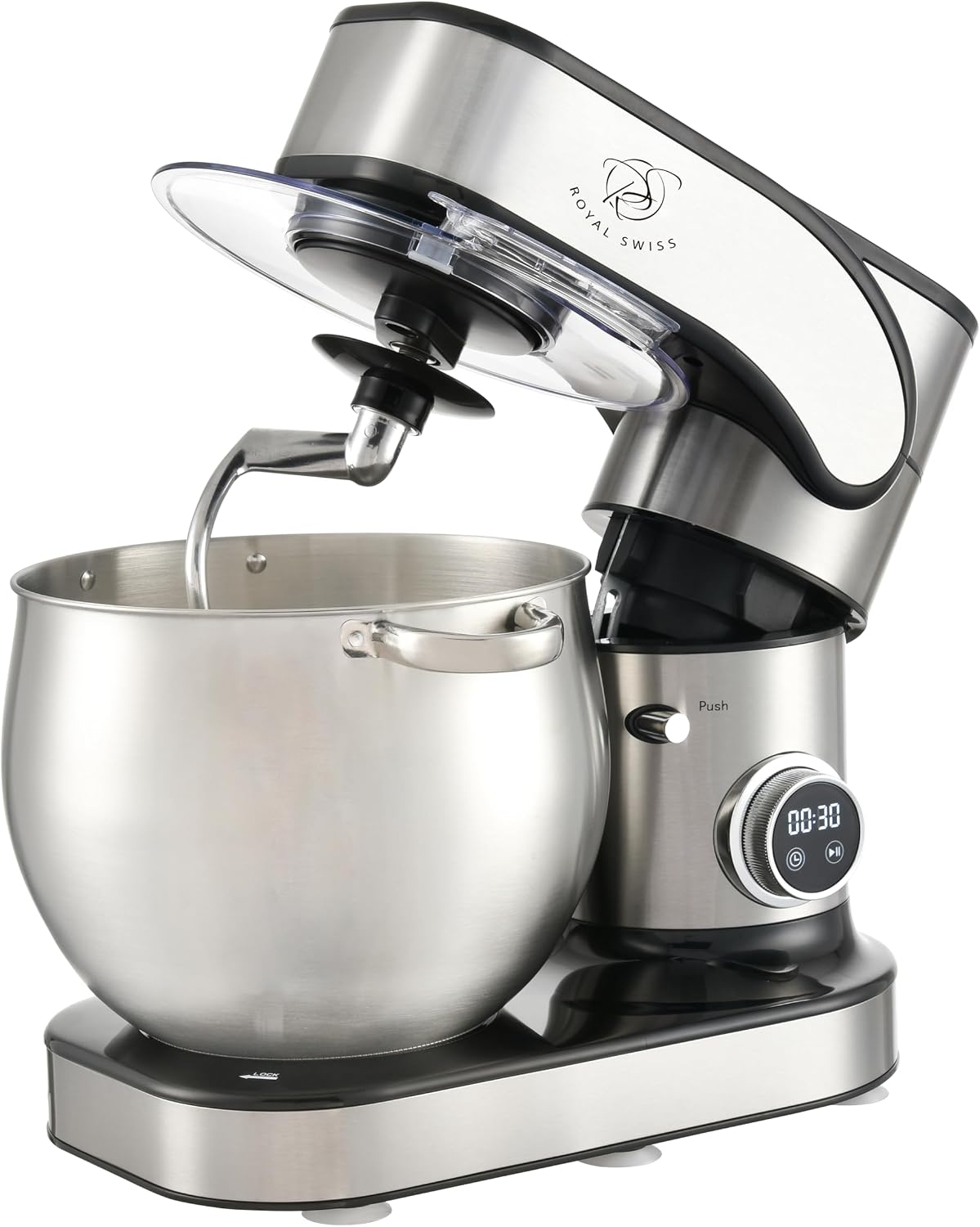 Royal Swiss impastatrice 12L 12 Velocità LED, Inox, Robot da Cucina Professionale con Display LED Touch